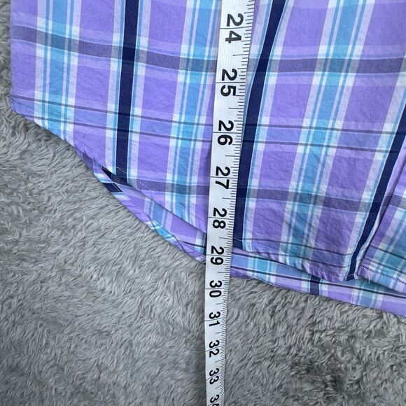Peter Millar Mens Shirt Purple Blue Plaid Seaside Finish Size S Classic Style‎ - Picture 5 of 9